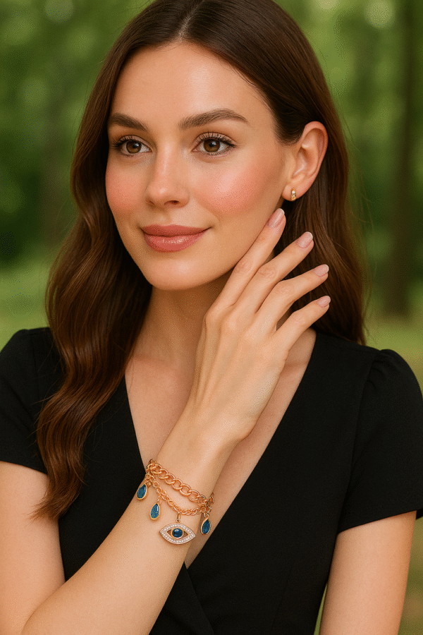 Blue Stone Evil Eye Bracelet - Image 4